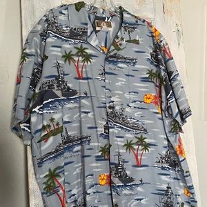 Men’s Hawaiian shirt with US naval ships